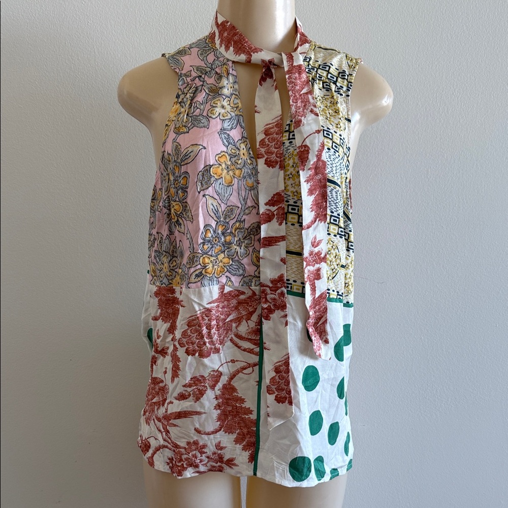 Moulinette Soeurs Anthropologie Blouse Top Multicolor Patterned Small Parisian